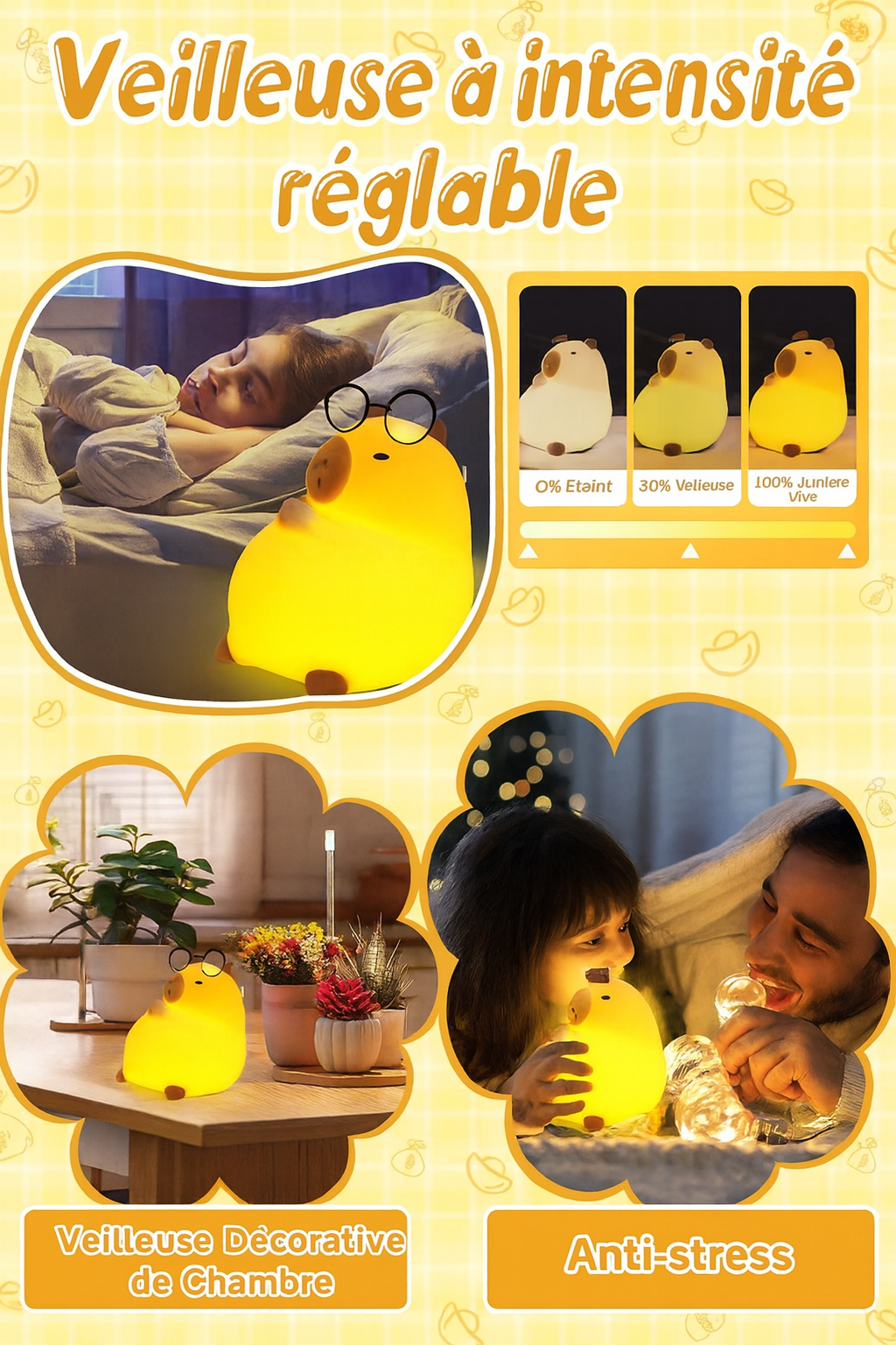 🐹 Veilleuse Capybara lumineuse – Adorable lumière douce pour vos nuits