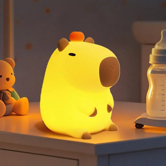 🌙 Capybara lumineux en silicone – Veilleuse kawaii et cadeau réconfortant